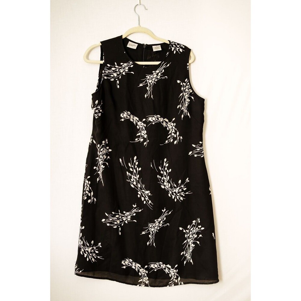 Jacqueline Ferrar black dress 14 floral sheath cocktail event‎ office